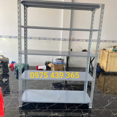 Kệ Sắt V Lỗ: Cao 2m x Rộng 0,4m x Dài 1m (5 tầng mâm)